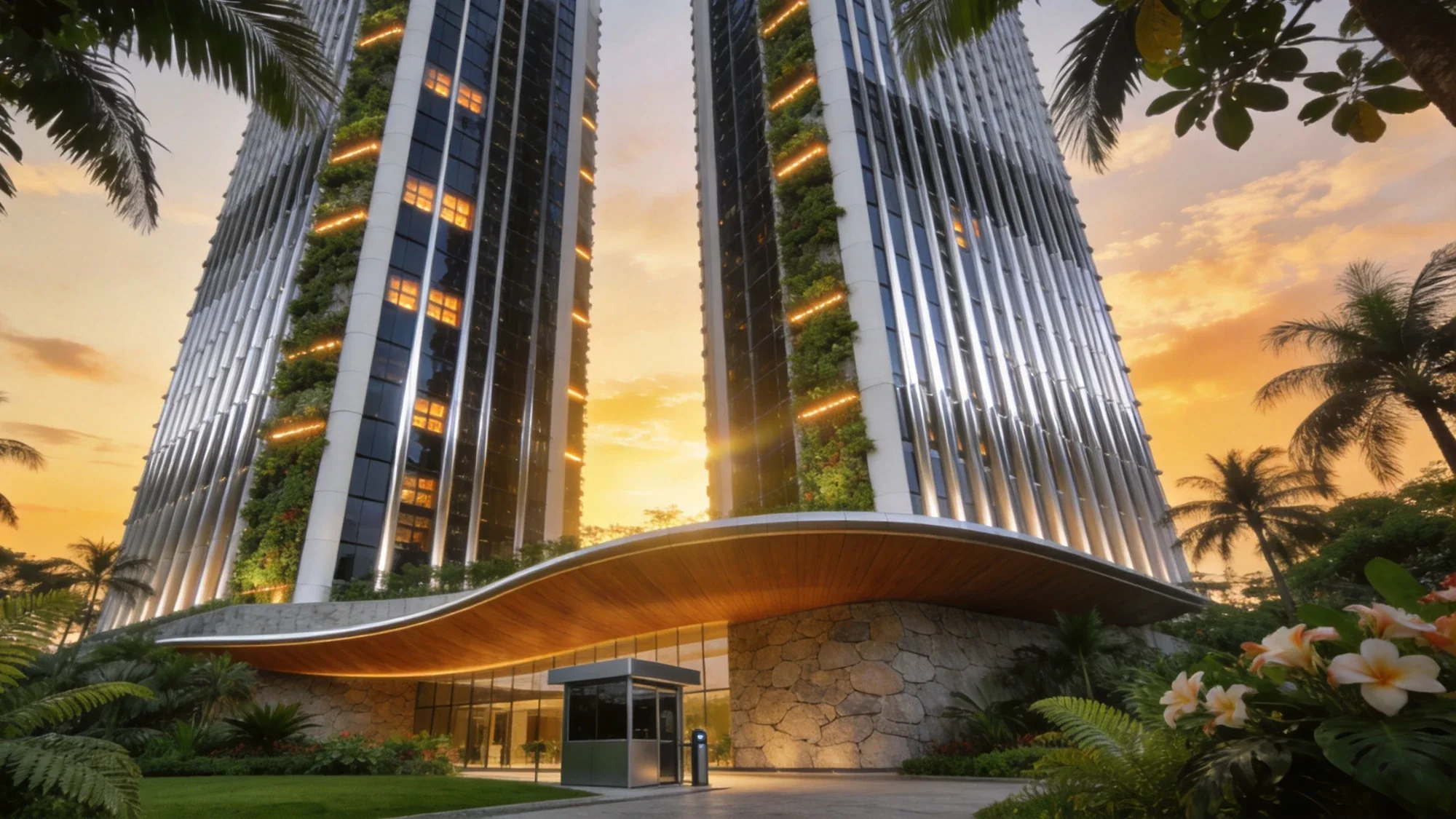 Hype 2 (Trybe) Residences towers and guardhouse at Subang Jaya Xchange at sunset