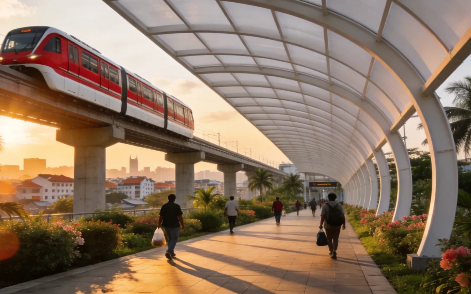 Covered walkway leading to the USJ7 LRT-BRT interchange station